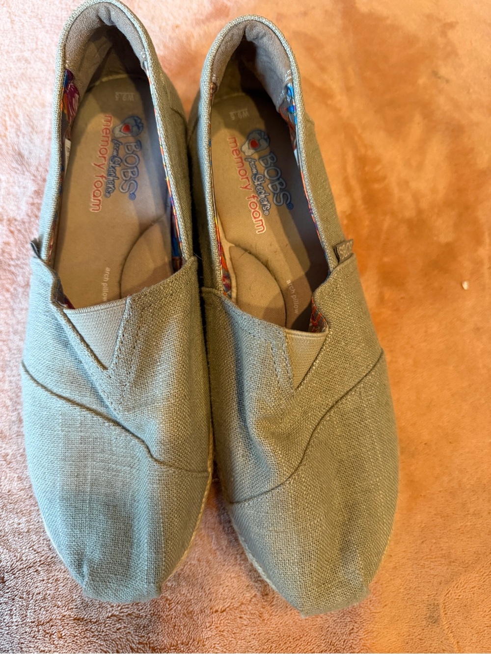 Skechers BOBS Olive Green Slip-On Canvas Flats